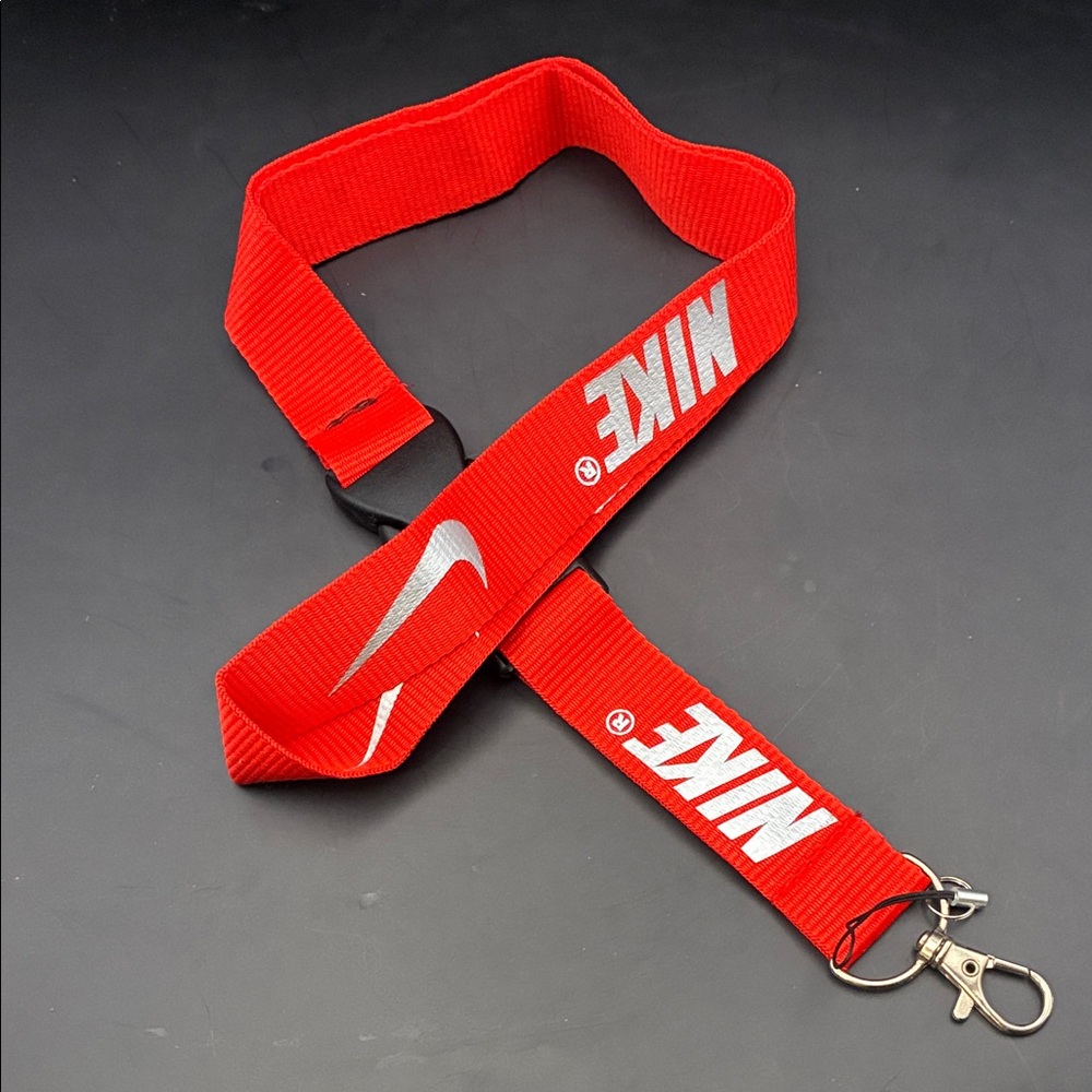 Nike Red Lanyard with Silver Logo